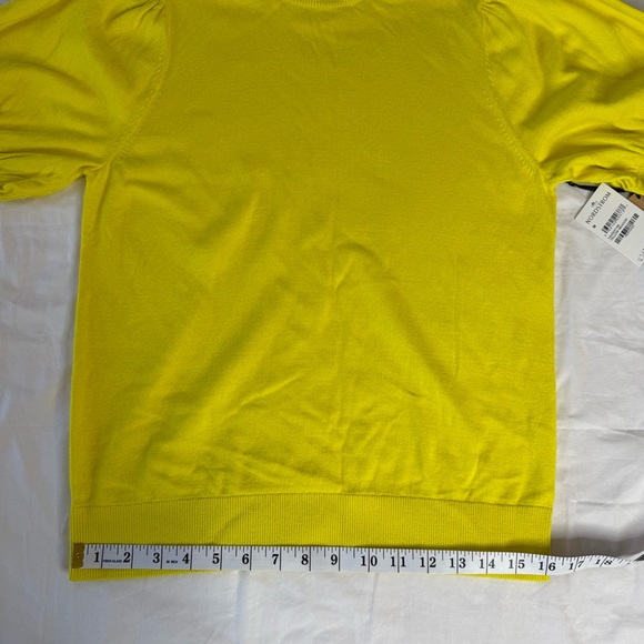 Halogen Yellow Meadow Mock Neck Puff Sleeve Short Sleeve Sweater M NWT - Picture 6 of 9